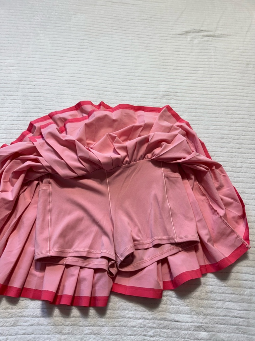 Pleated Pink Skater Skirt with Contrast Hem - Picture 8 of 11